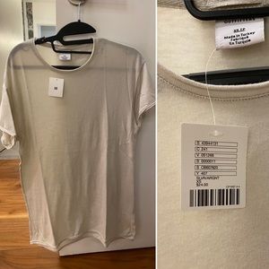 Urban Outfitters Crew Round Neck Raw Edge Tee T-Shirt Cream Ivory Slvr/Argnt XS